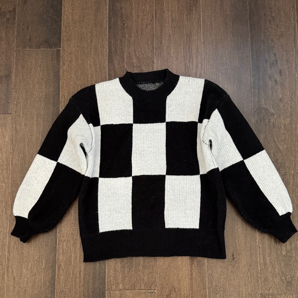 Black and White Checkered Sweater